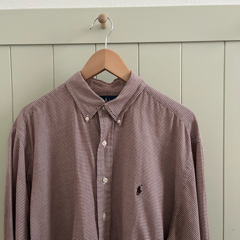 Ralph Lauren Men's Brown Checkered Button Down Shirt
